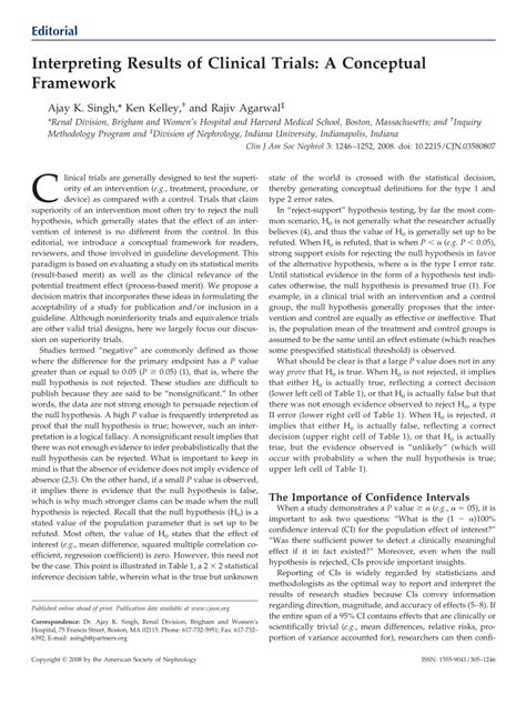 Interpreting Results of Clinical Trials: A Conceptual Framework.